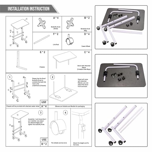TEKCOOL Multi-Purpose Height-Adjustable Laptop Table