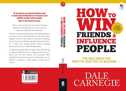 The front and back cover of the paperback self-help book How to Win Friends and Influence People features red, white, and yellow colors, bold text, and a gold badge stating "Over 17 Million Copies Sold.